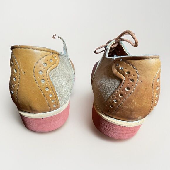 Quoddy Men’s 9 Tan Suede Saddle Shoes USA Made Handsewn Leather Sole Vintage - Picture 4 of 16